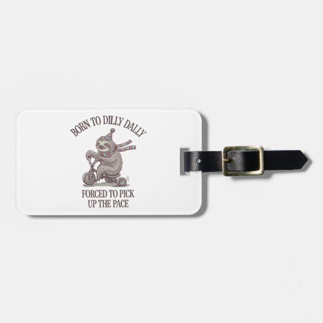 Lazy Sloth Retro Bike Cartoon Luggage Tag (Front Horizontal)