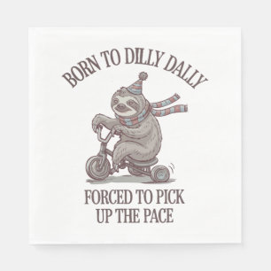 Lazy Sloth Retro Bike Cartoon Napkin
