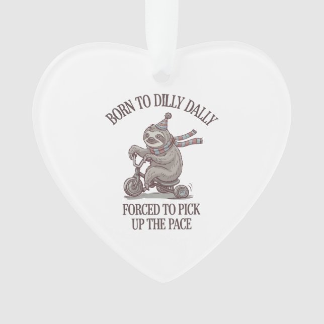Lazy Sloth Retro Bike Cartoon Ornament (Front)