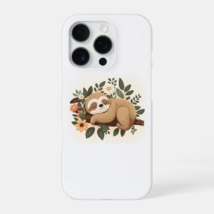 Lazy sloth sleeping on a branch cartoon            iPhone 16 pro case