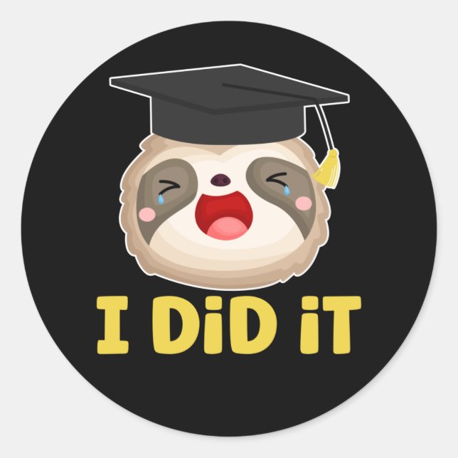 Lazy Student Graduate Sloth Graduation Classic Round Sticker (Front)