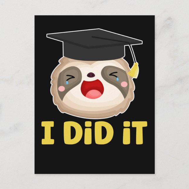 Lazy Student Graduate Sloth Graduation Postcard (Front)
