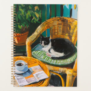 Lazy Sunday Morning Cozy Cat & Coffee Painting Planner
