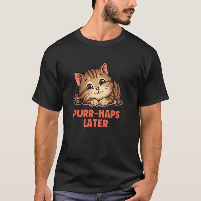 Lazy Tabby Cat Funny Cat Lover T-Shirt (Front)