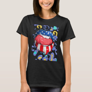 Lazy Trendy Day Leopard Animal Print American Flag T-Shirt