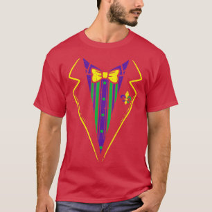 Lazy Tuxedo Costume Bow Tie Funny Mardi Gras Carni T-Shirt