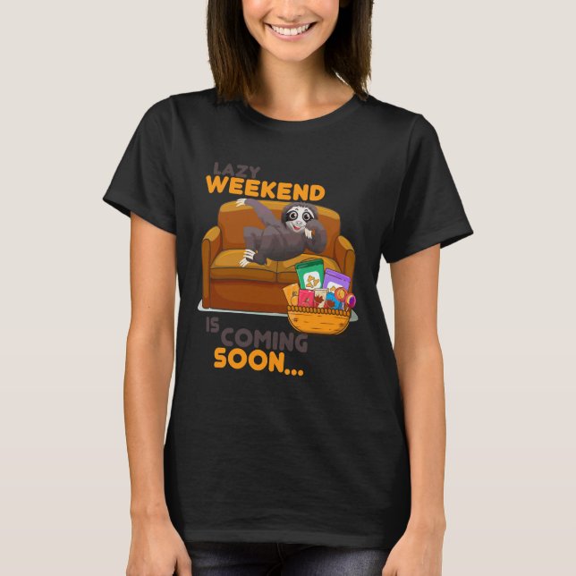 Lazy Weekend Sloth A Cute Sloth Sitting On A Sofa  T-Shirt (Front)