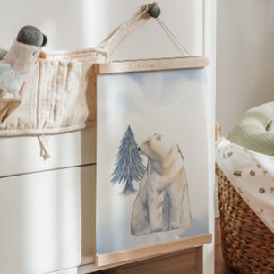 Lazy Winter Polar Bear Arctic Nursery Wall Decor Hanging Tapestry