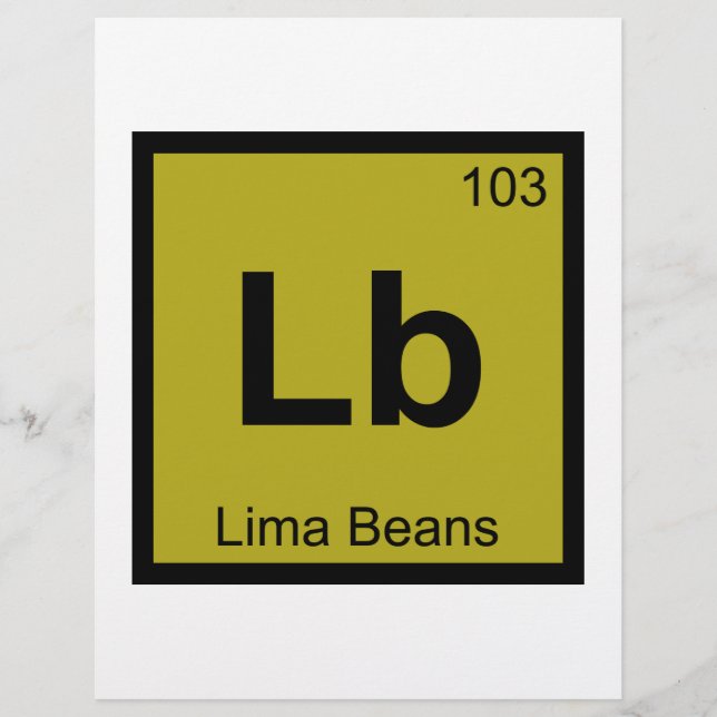 Lb - Lima Beans Chemistry Periodic Table Symbol (Front)