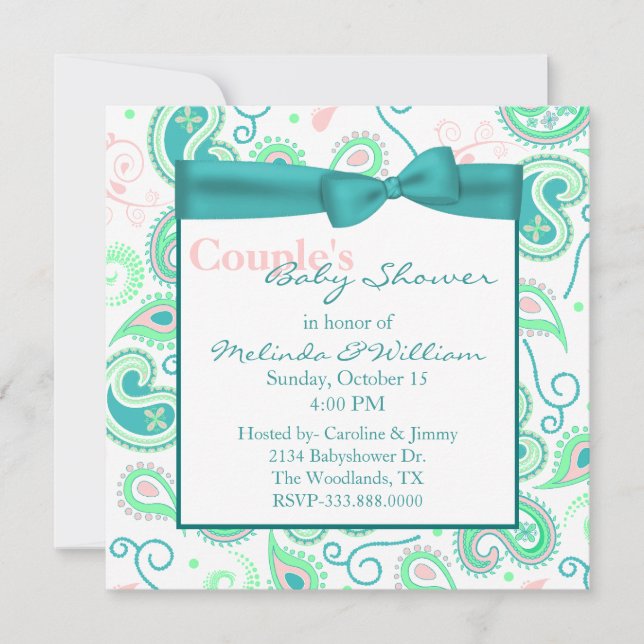 L'Baby shower Invitation de Paisley Couple (Devant)