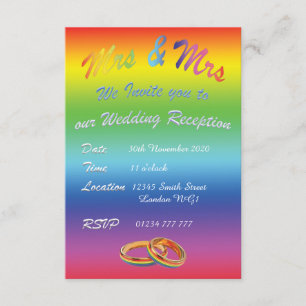LBGT LESBIAN RAINBOW MARIAGE RÉCEPTION INVITATION