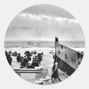 LCIs Soldiers Wading Ashore Classic Round Sticker