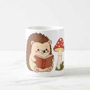 lCute Hedgehog Reading Mushroom Lamp Mug