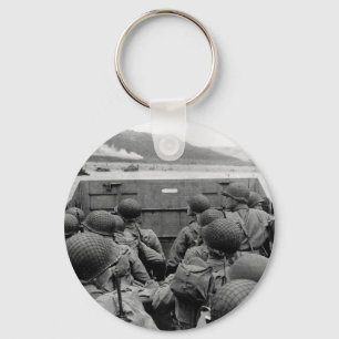 LCVP Landing Craft Approaching Omaha Beach Keychain