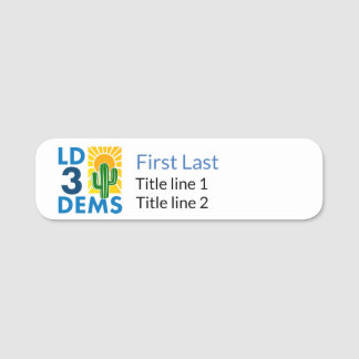 LD3 Dems - thin style name badge; magnetic back Name Tag