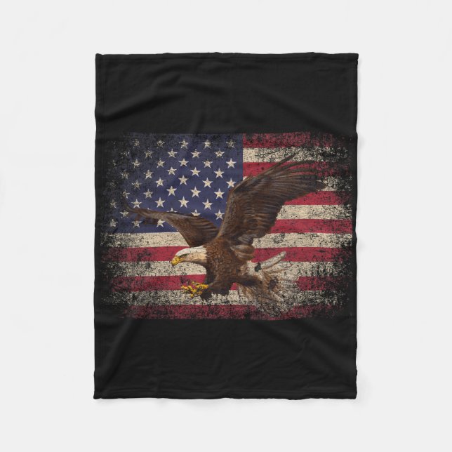 Ld Eagle 4th Of July Christmas Gift American Flag  Fleece Blanket (Front)