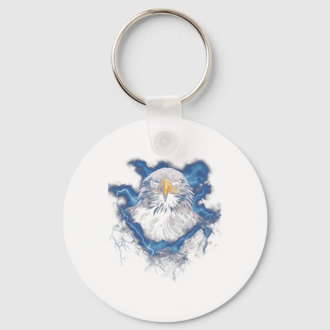 Ld Eagle Bird Nature Usa Lightning 1  Keychain (Front)