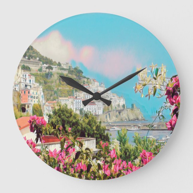 ldp AMALFI - panorama - Amalfi coast - Large Clock (Front)
