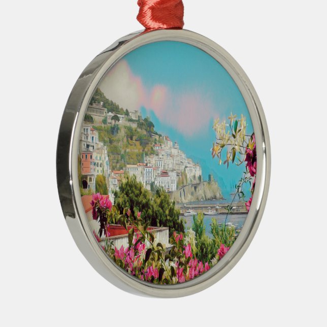ldp AMALFI - panorama - Amalfi coast - Metal Ornament (Right)