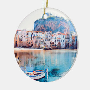 ldp CEFALÙ - Sicily - beach - panorama Ceramic Ornament
