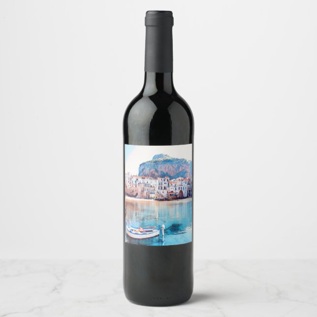 ldp CEFALÙ - Sicily - beach - panorama Wine Label (Front)