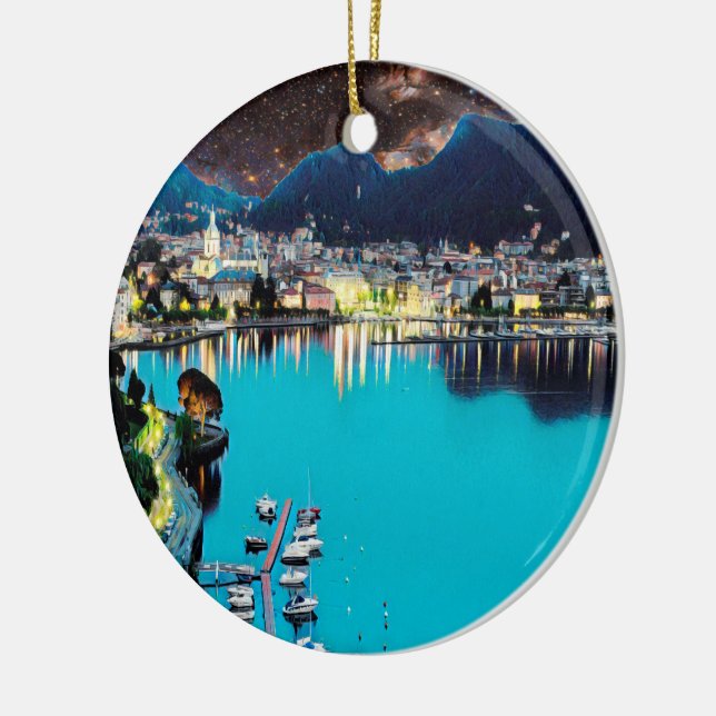 ldp COMO - Lake - Panorama Ceramic Ornament (Left)