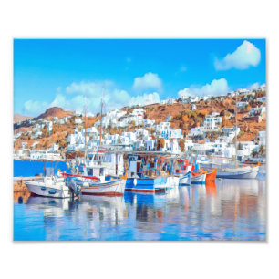 ldp MYKONOS - fishing boats - harbour - panorama Photo Print