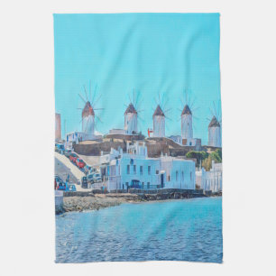 ldp MYKONOS - view from the sea of the windmills - Kitchen Towel
