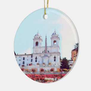 ldp PIAZZA DI SPAGNA - Rome - with flowers - Ceramic Ornament
