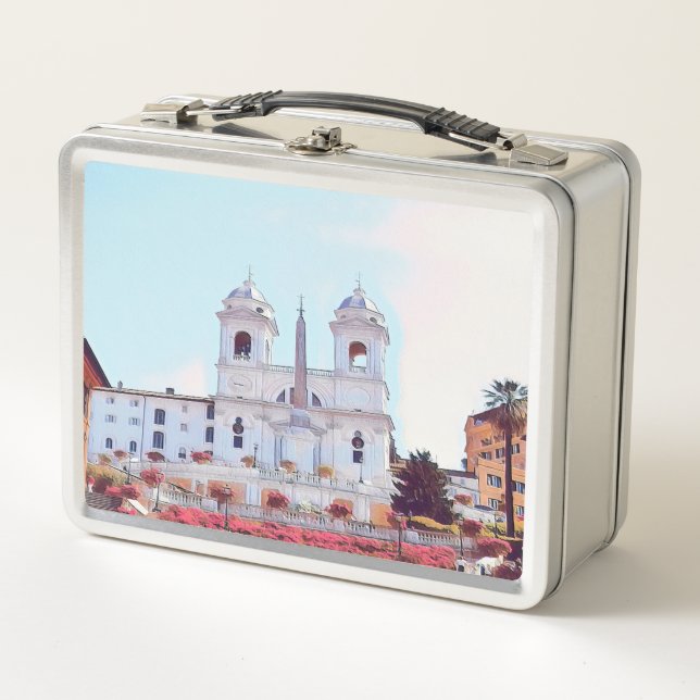ldp PIAZZA DI SPAGNA - Rome - with flowers - Metal Lunch Box (Front)