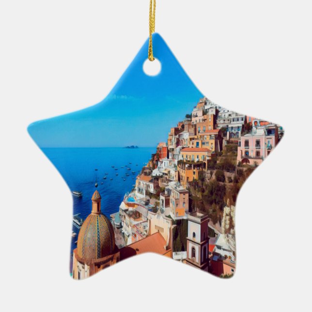 ldp POSITANO - Amalfi Coast - Panorama Ceramic Ornament (Front)
