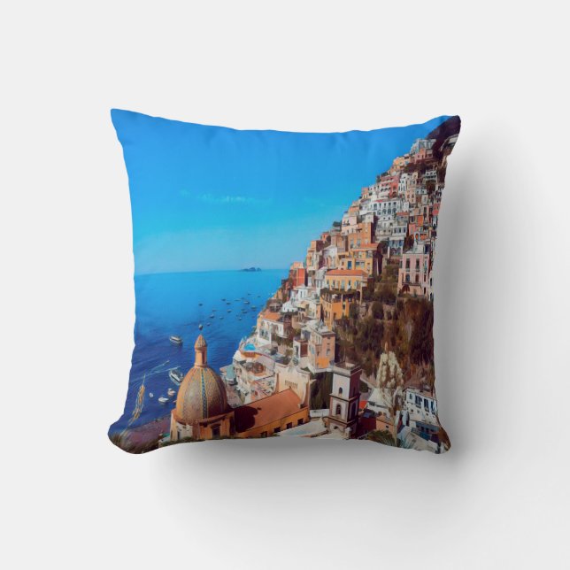 ldp POSITANO - Amalfi Coast - Panorama Throw Pillow (Front)