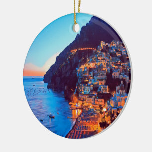 ldp POSITANO Amalfi Coast - sunset taken by Hotel Ceramic Ornament