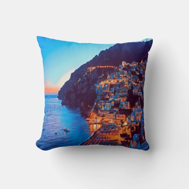 ldp POSITANO Amalfi Coast - sunset taken by Hotel Throw Pillow (Front)