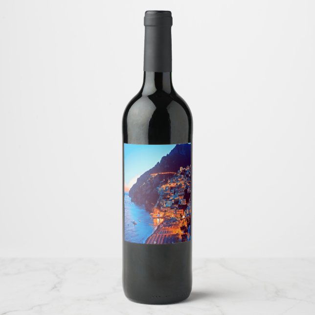 ldp POSITANO Amalfi Coast - sunset taken by Hotel Wine Label (Front)
