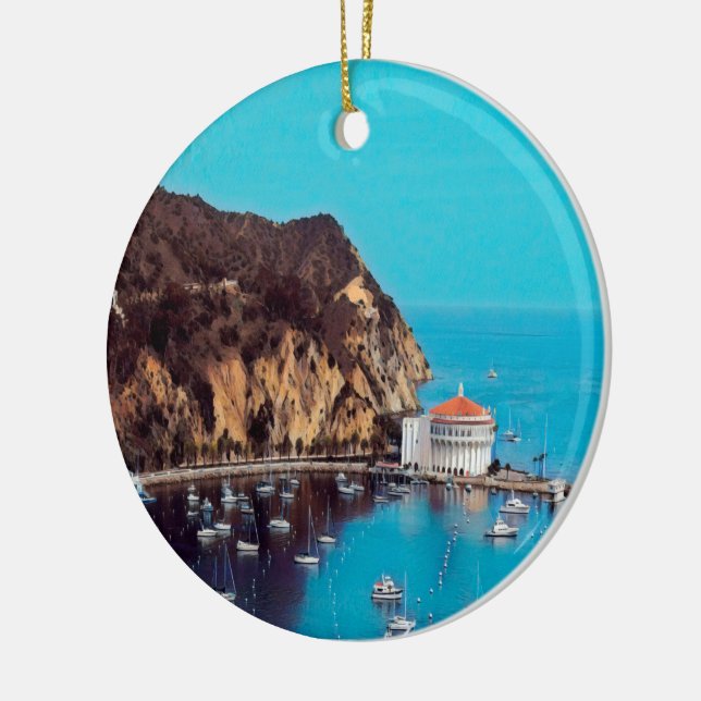 ldp SANTA CATALINA ISLAND - harbour - Ceramic Ornament (Left)
