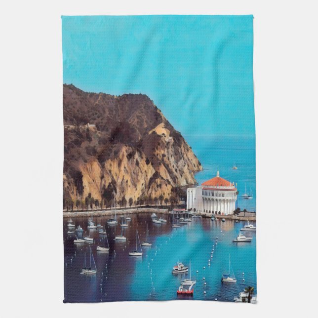 ldp SANTA CATALINA ISLAND - harbour - Kitchen Towel (Vertical)