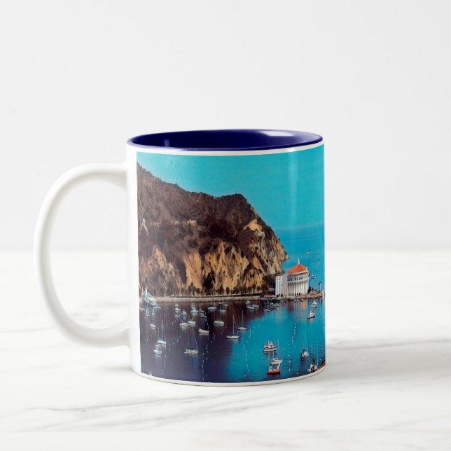 ldp SANTA CATALINA ISLAND - harbour - Two-Tone Coffee Mug (Left)