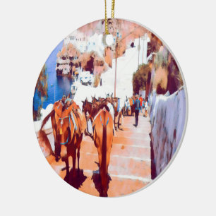 ldp SANTORINI - Donkey trail - Fira - Ceramic Ornament