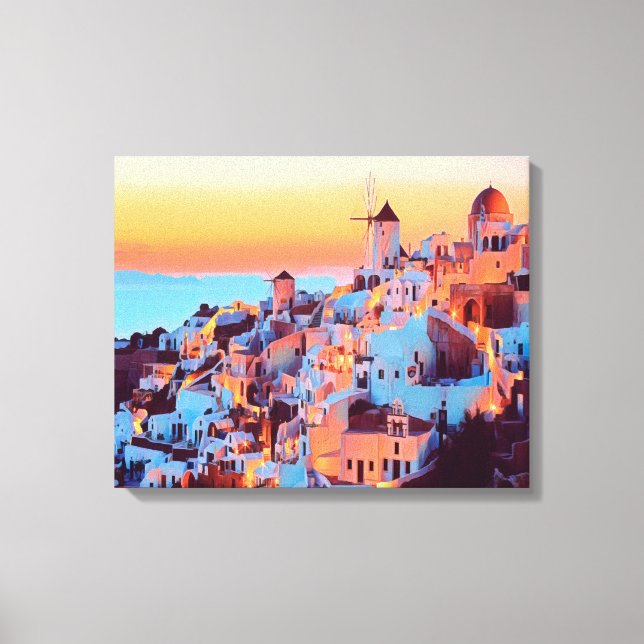 ldp SANTORINI - panorama - by nigth - Canvas Print (Front)