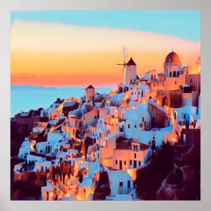 ldp SANTORINI - panorama - by nigth - Poster