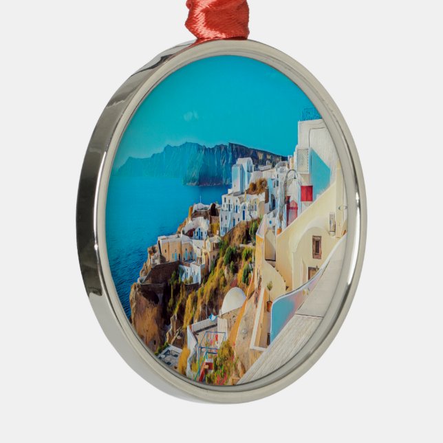 ldp SANTORINI - panorama - Metal Ornament (Right)
