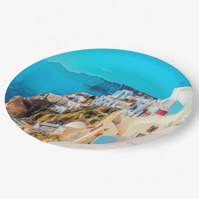 ldp SANTORINI - panorama - Paper Plate (Angled)