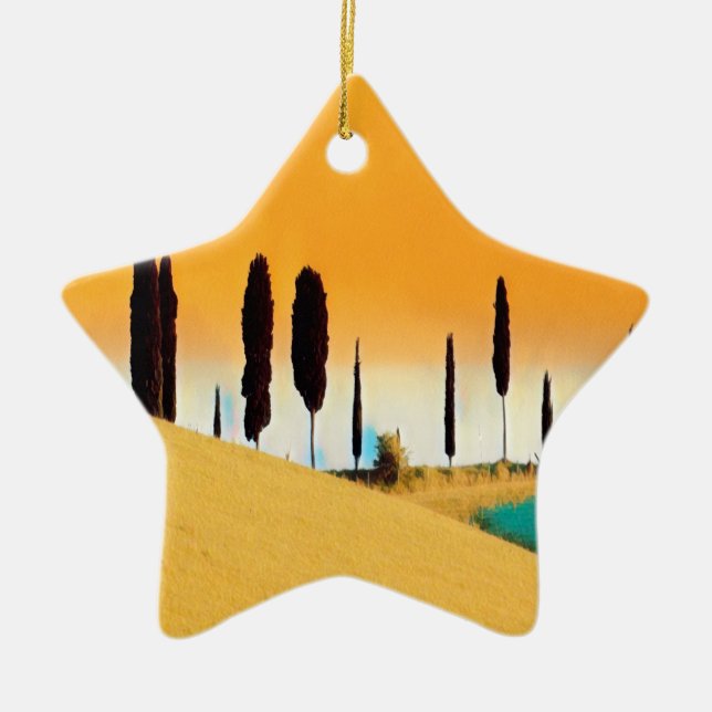 ldp TUSCANY - Tuscan countryside with trees - Ceramic Ornament (Front)