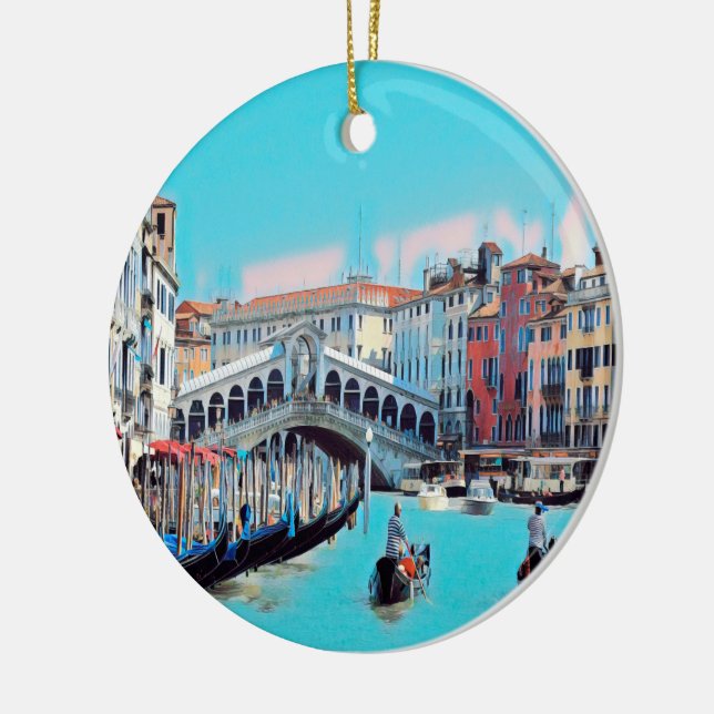 ldp VENICE - gondolas - rialto - Ceramic Ornament (Left)