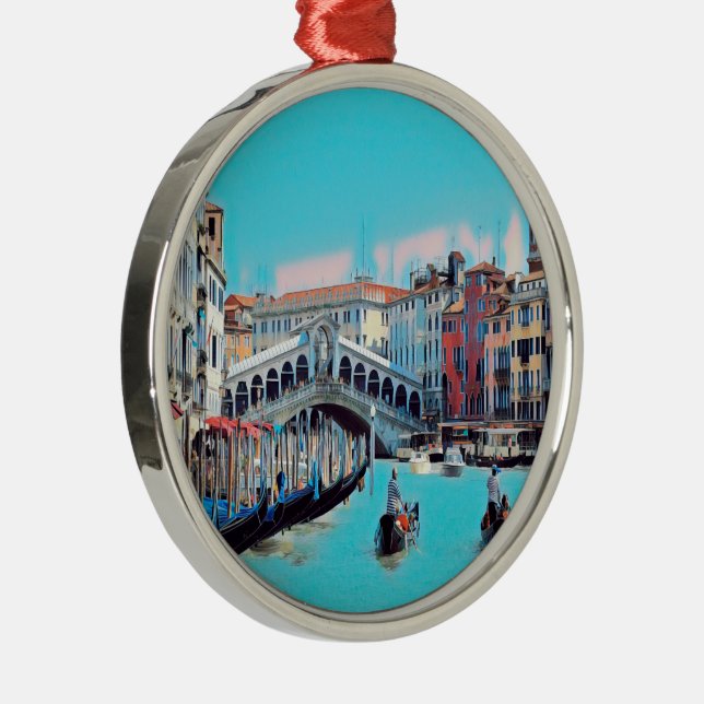 ldp VENICE - gondolas - rialto - Metal Ornament (Right)