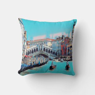 ldp VENICE - gondolas - rialto - Throw Pillow
