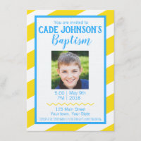 LDS Baptism Invitation BOY - Yellow and Blue