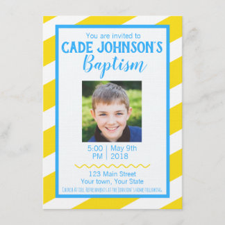 LDS Baptism Invitation BOY - Yellow and Blue