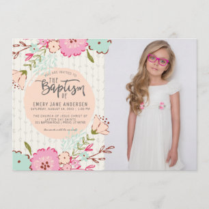 LDS BAPTISM PHOTO INVITATION   Beautiful Girl
